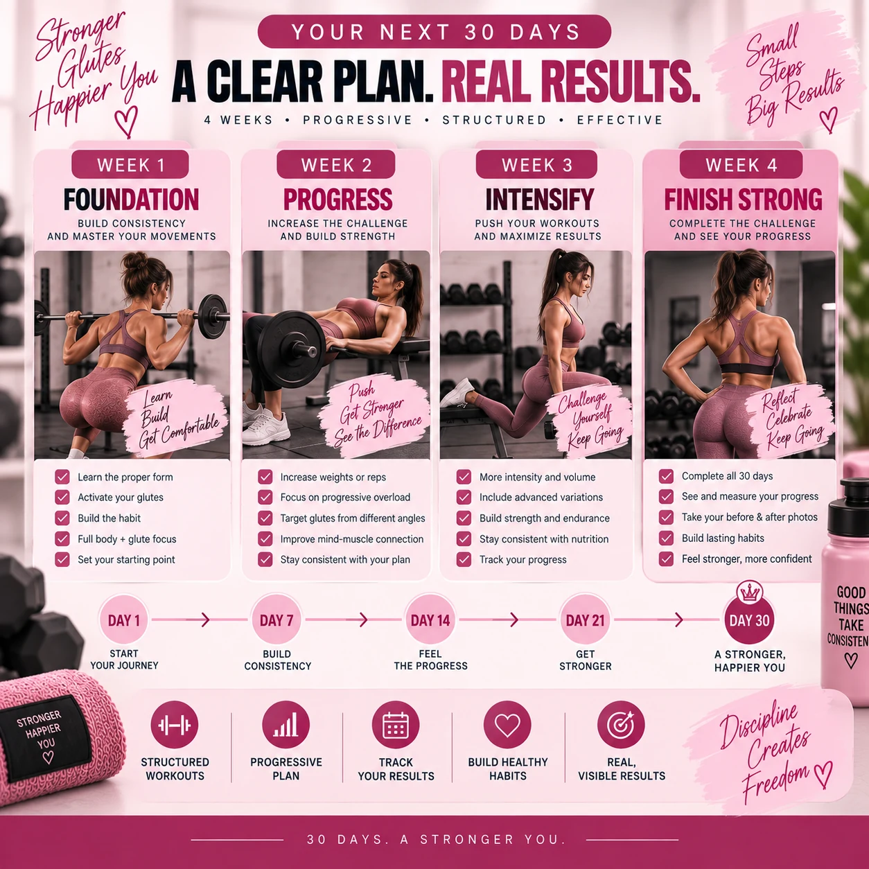 Four-week roadmap from foundation to finishing strong